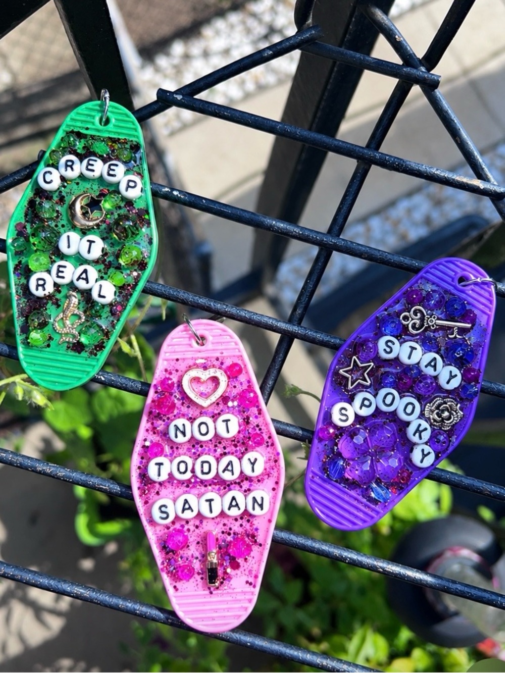Handmade Retro Hotel style keychains Halloween edition